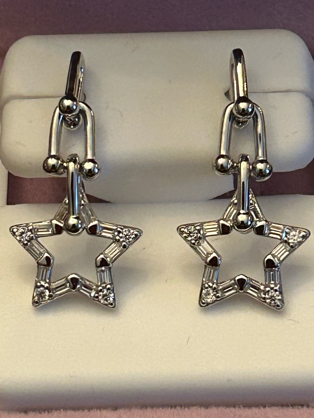 2.00CTW Moissanite 925 Sterling Silver Star ⭐️ Dangle Drop Push Back Earrings